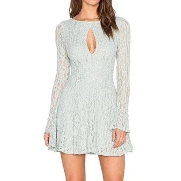Free People Mint Full Lace Mini Dress - Picture 2 of 8